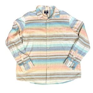Button Up Shirt Size XL Coastal Preppy Collegiate Western Stripes Pastel Classic